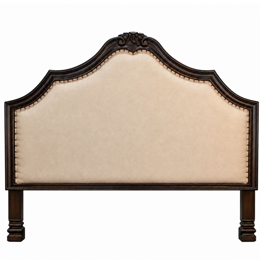 Montecito Studded Linen Wood Bed