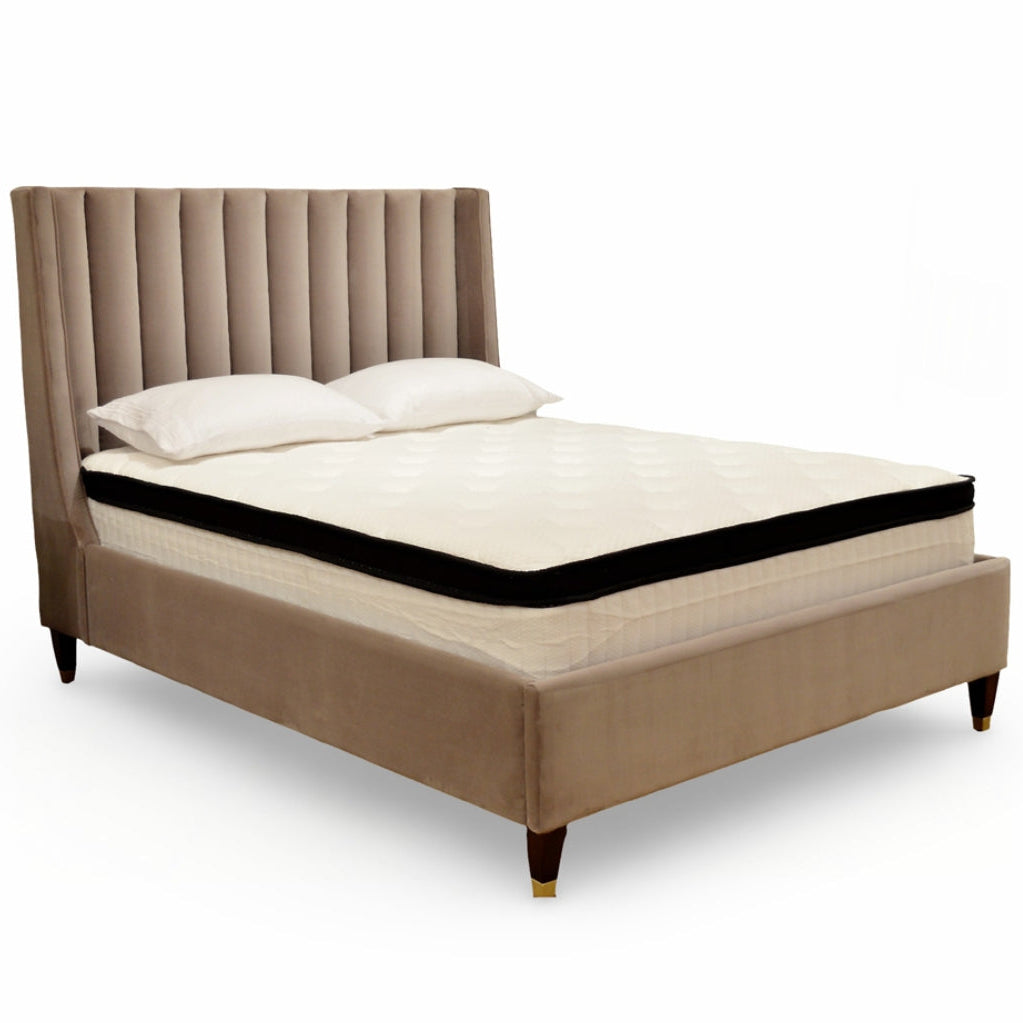 Chanel Taupe Velvet Queen Bed
