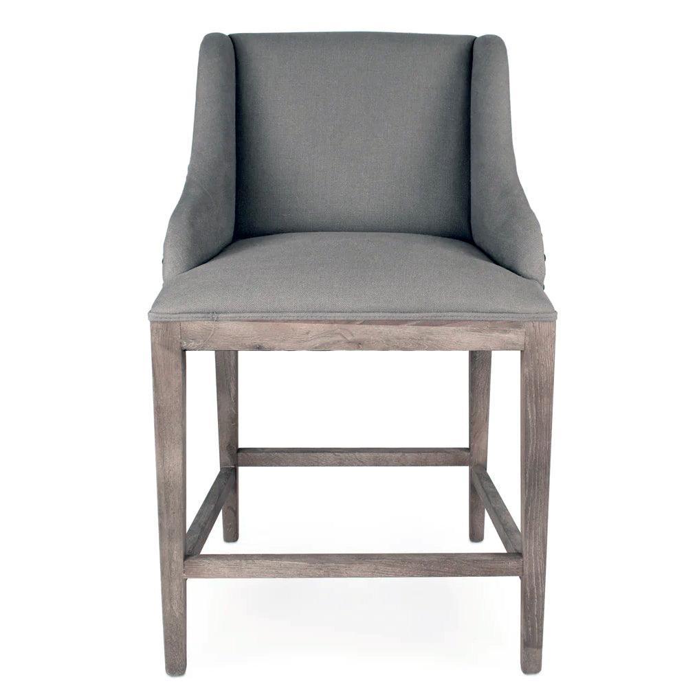 Gray Nail Studded Linen Counter Stools