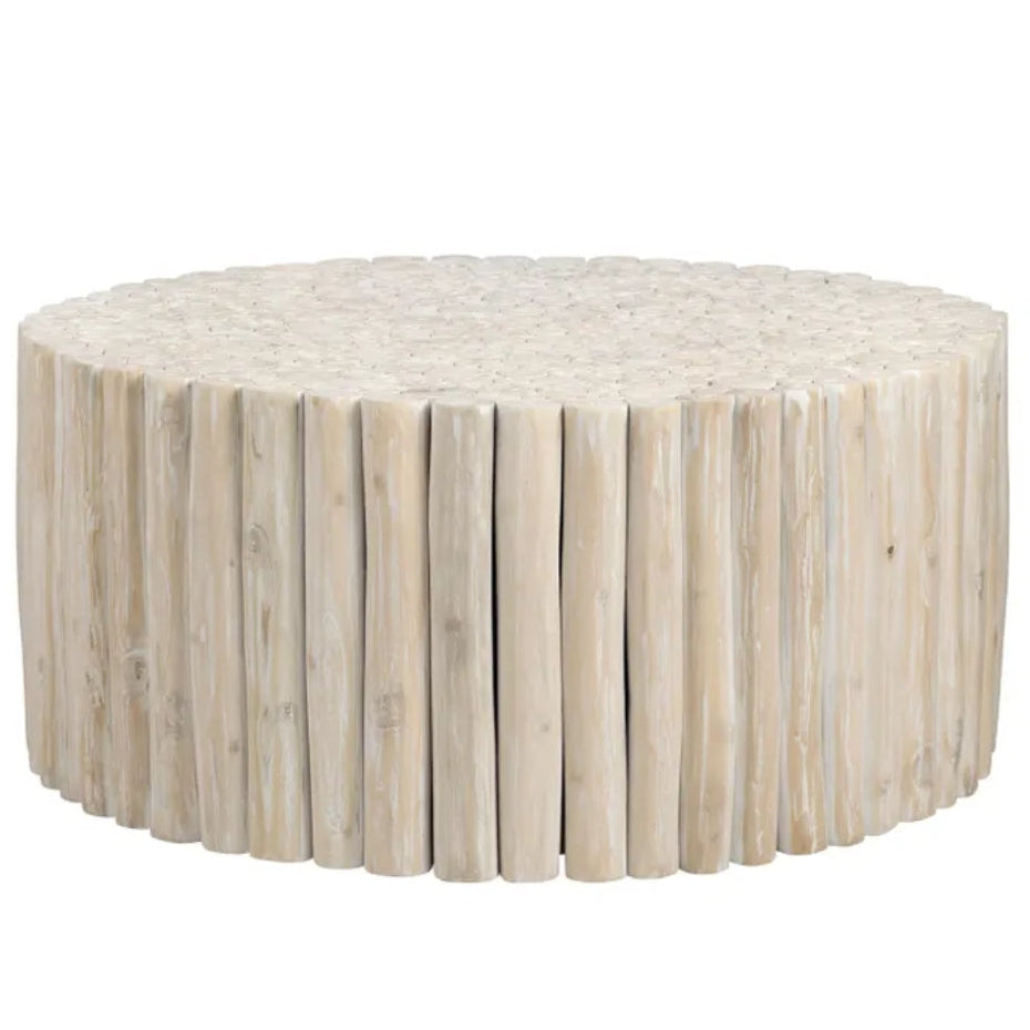 Natural Wood Log Round Coffee Table