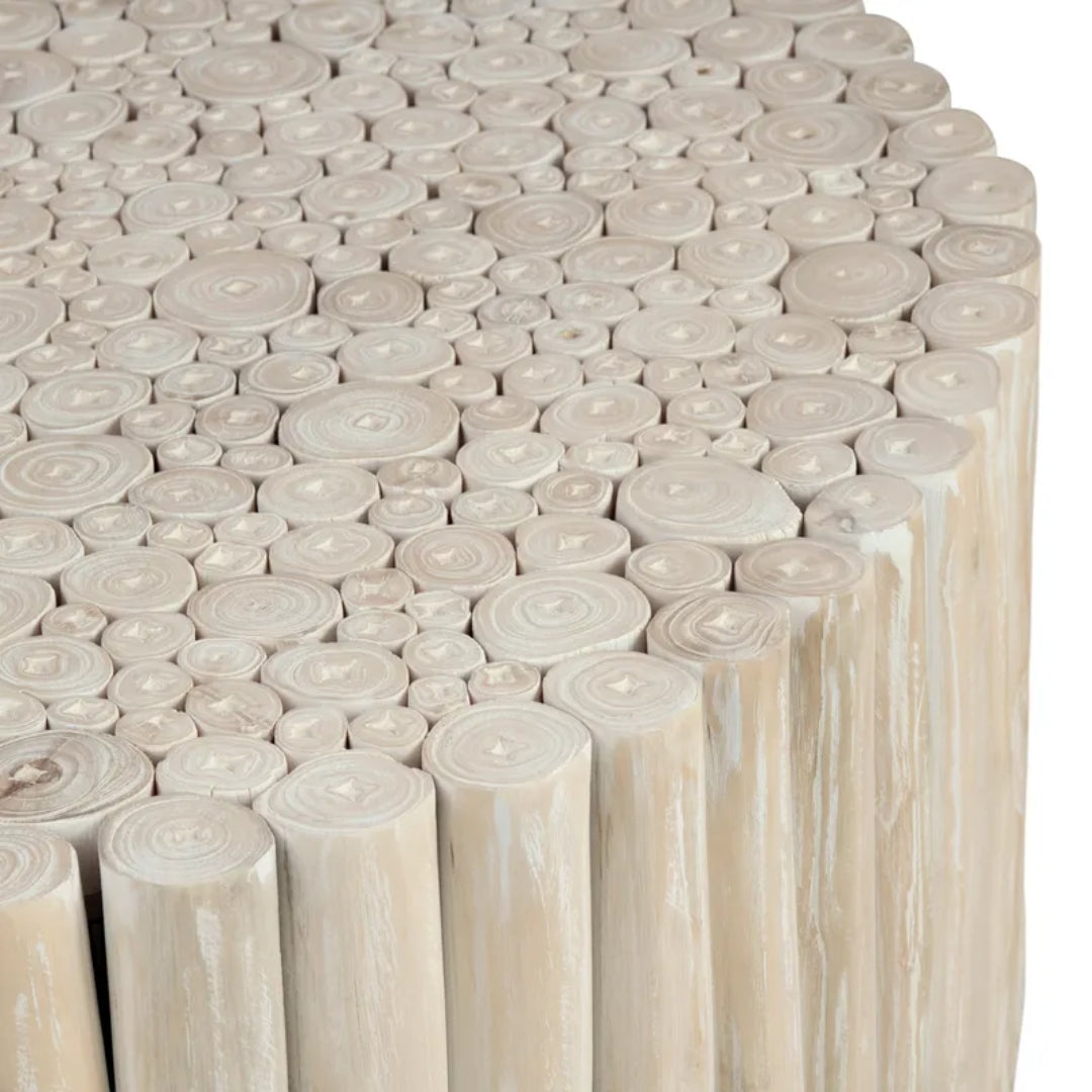 Natural Wood Log Round Coffee Table
