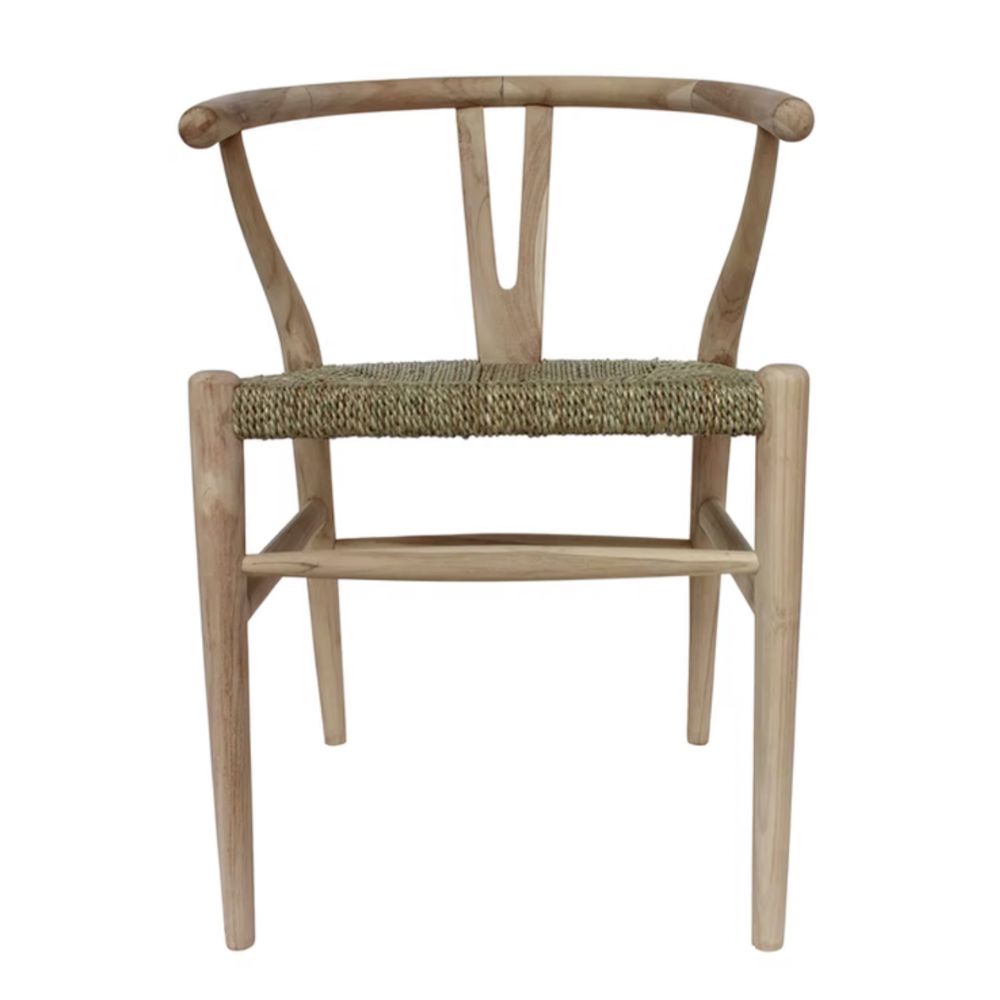 Aged Brown Wishbone Rush Seat Counter Stool