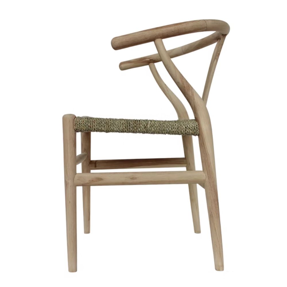 Aged Brown Wishbone Rush Seat Counter Stool