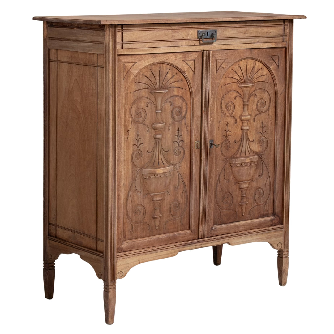 Neoclassical Urn Carved Cabinet, circa 1850