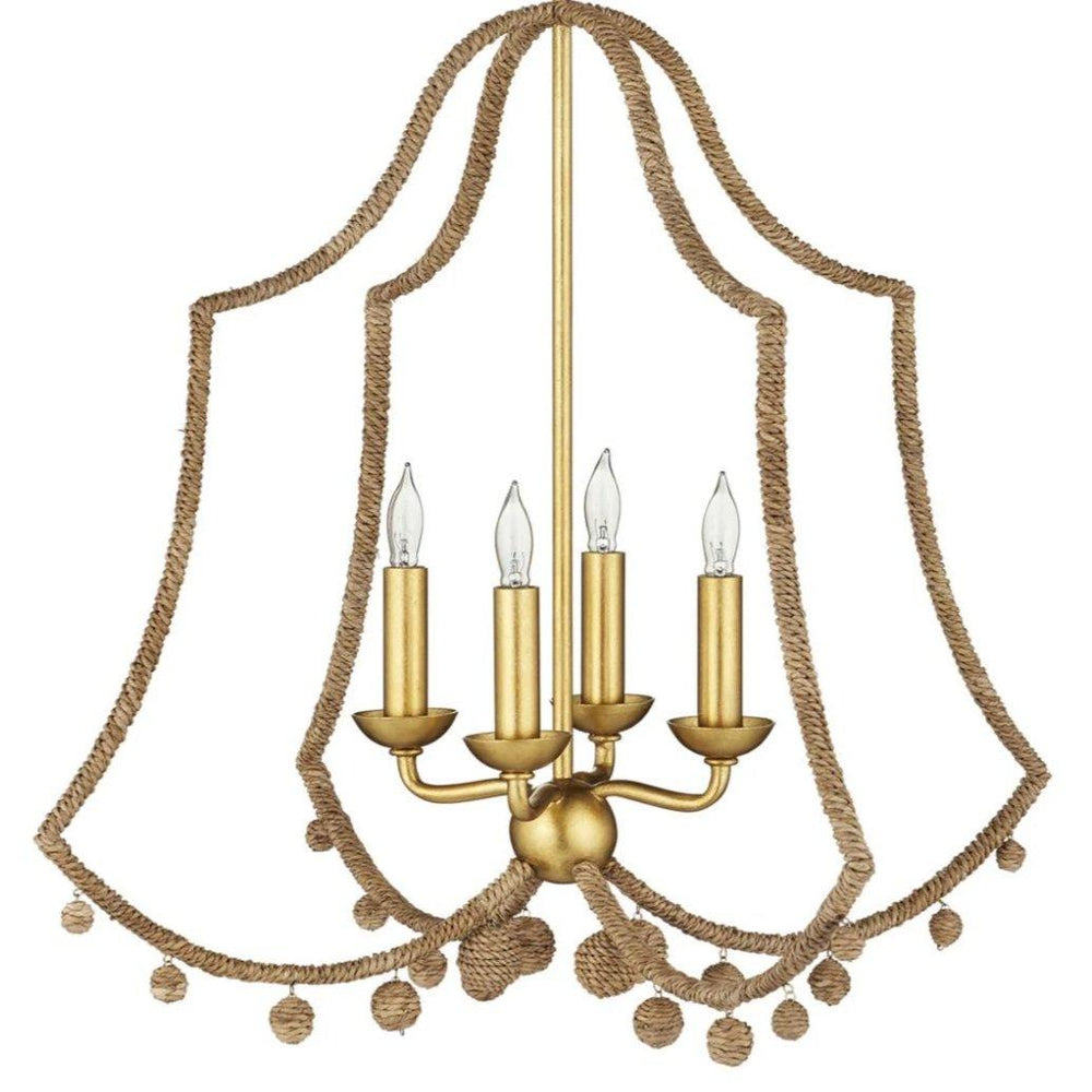 Gold Leaf Rope Bound Chandelier | Natural Coastal Style
