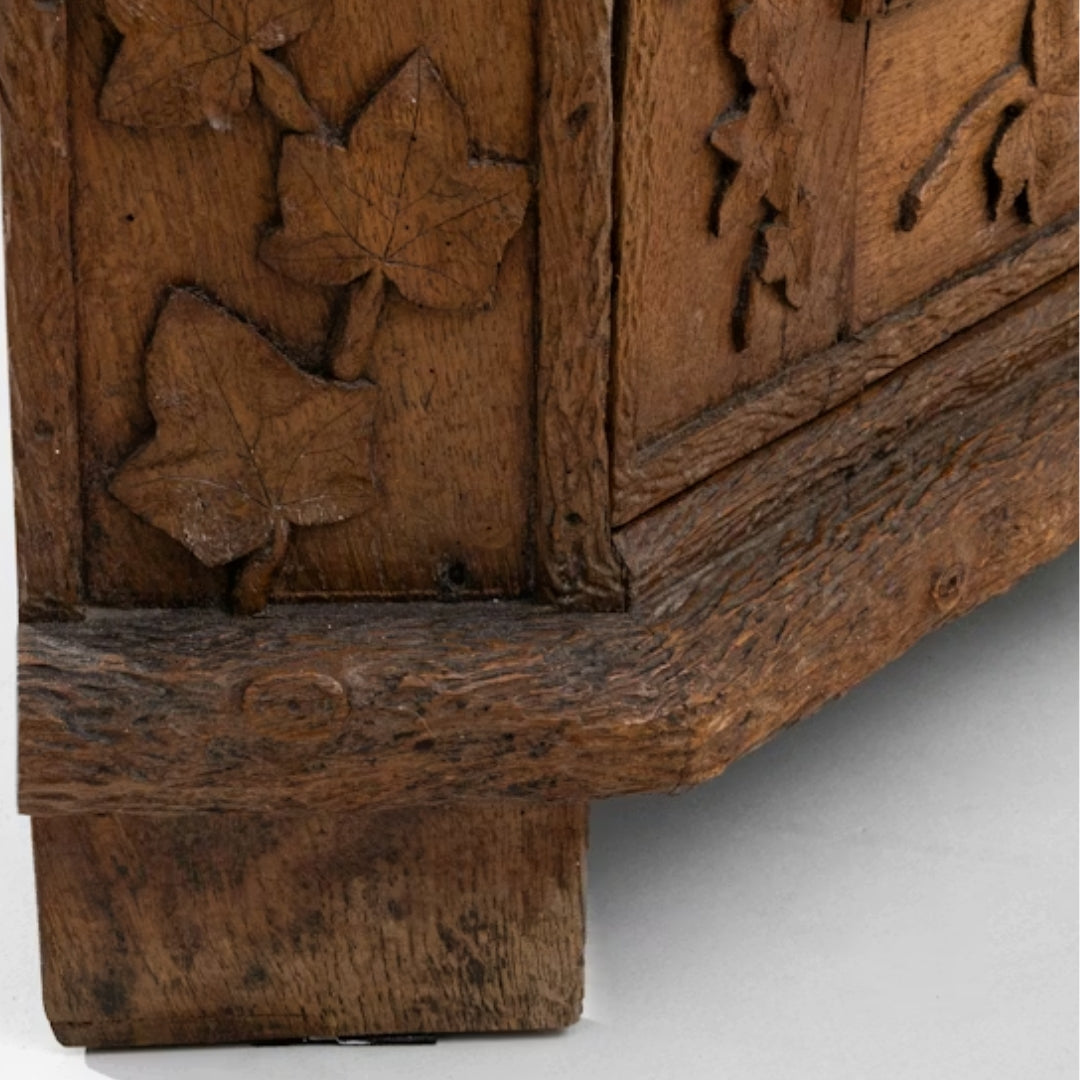 French Alps Leaf and Deer Corner Cabinet, Circa 1920