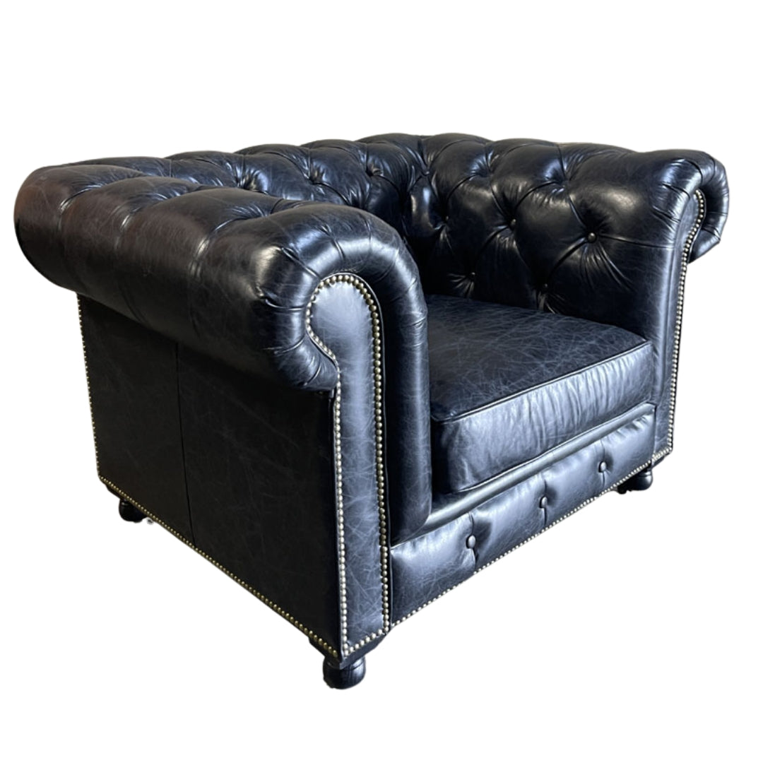 Navy Blue Chesterfield Leather Armchair