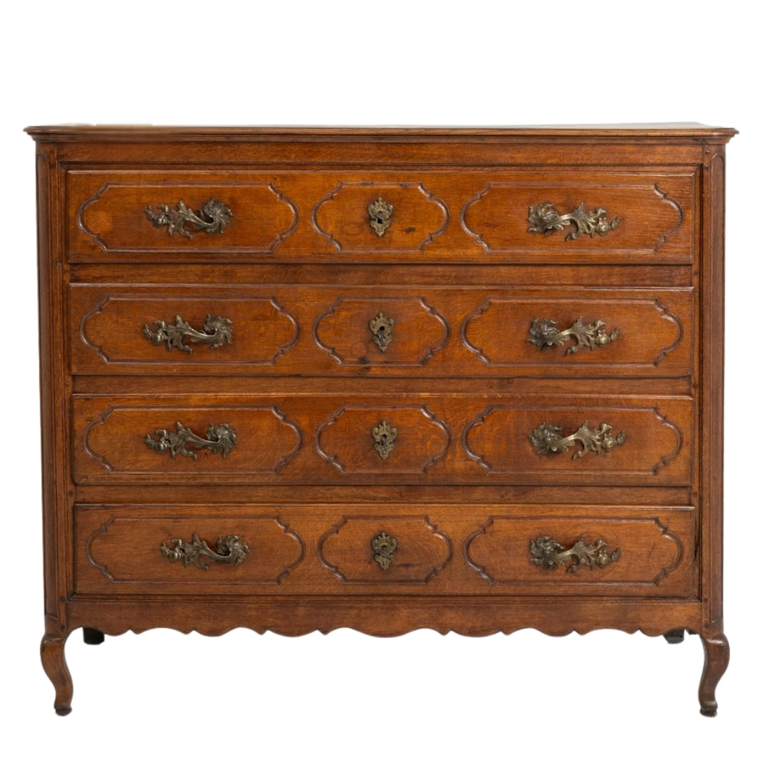 Louis XV French Walnut Commode Chest, Circa 1870