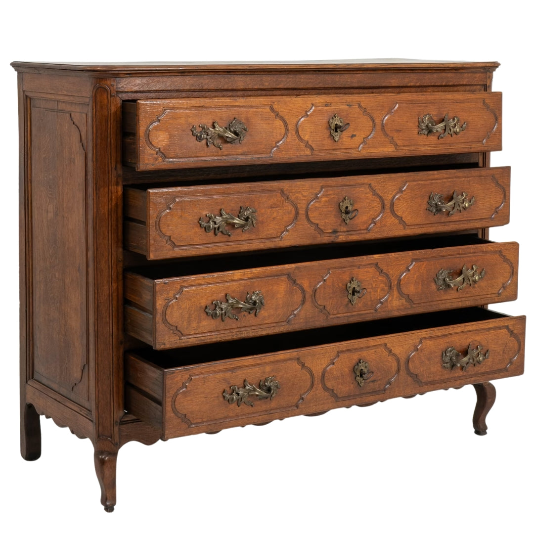 Louis XV French Walnut Commode Chest, Circa 1870