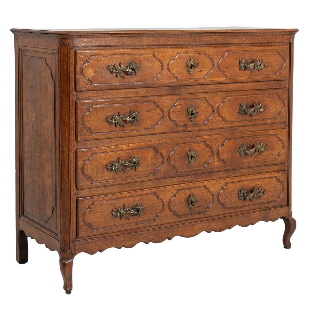 Louis XV French Walnut Commode Chest, Circa 1870