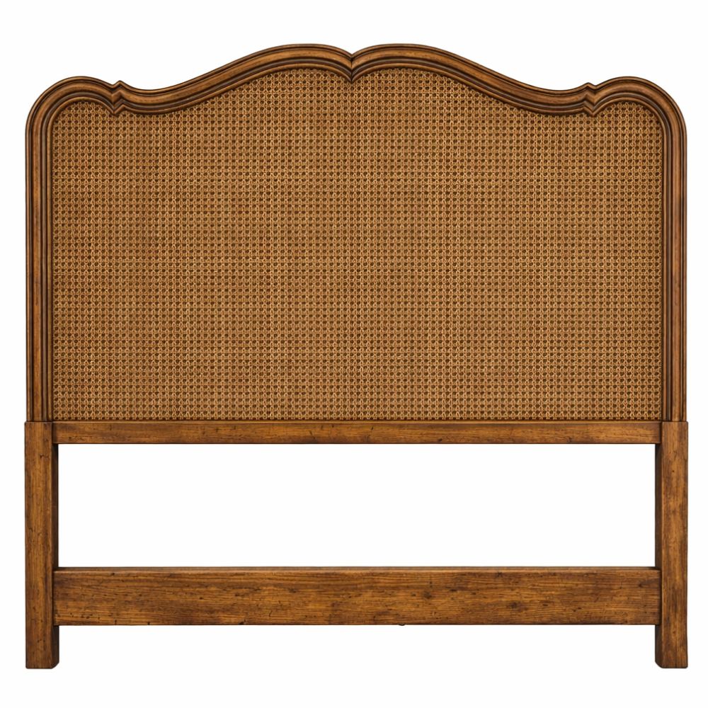 Old Pine French Curvy Cane Headboard