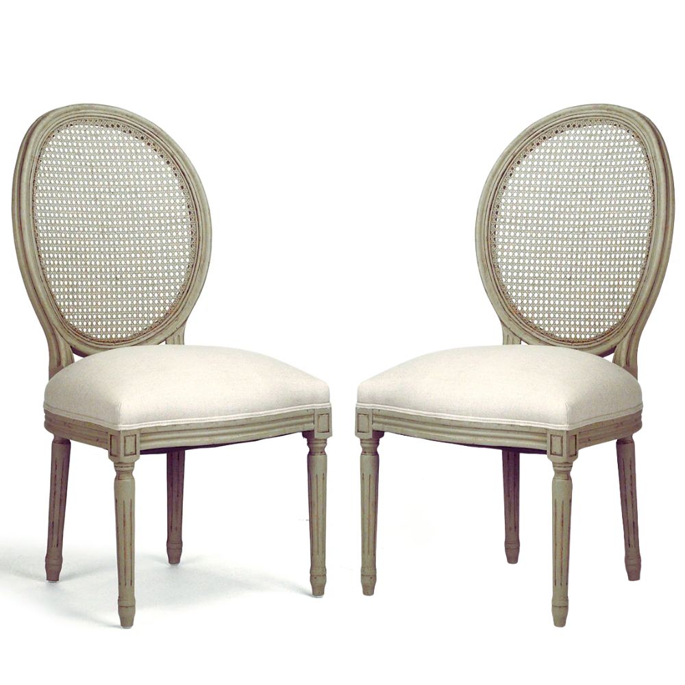 Olive Cane Louis Medallion Side Chair