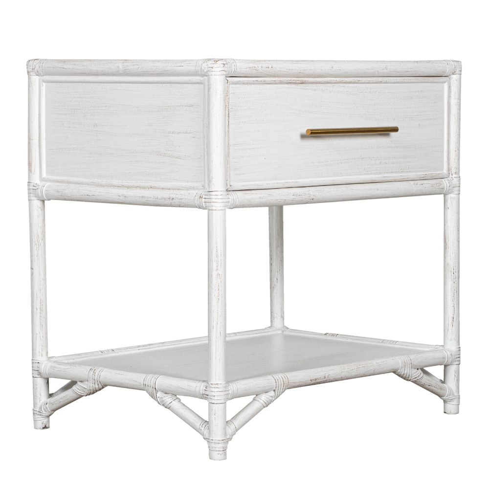 Harbor Cane Rattan One-Drawer Nightstand with Shelf