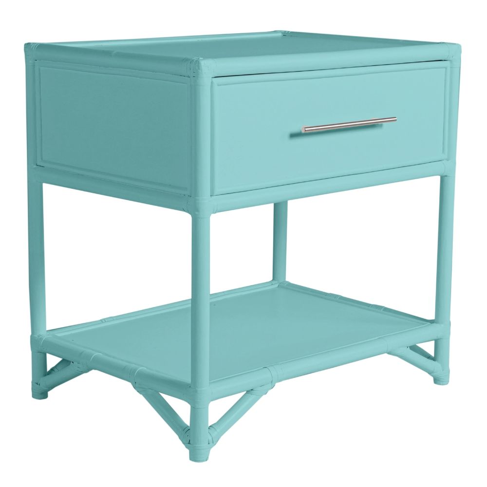 Harbor Cane Rattan One-Drawer Nightstand with Shelf