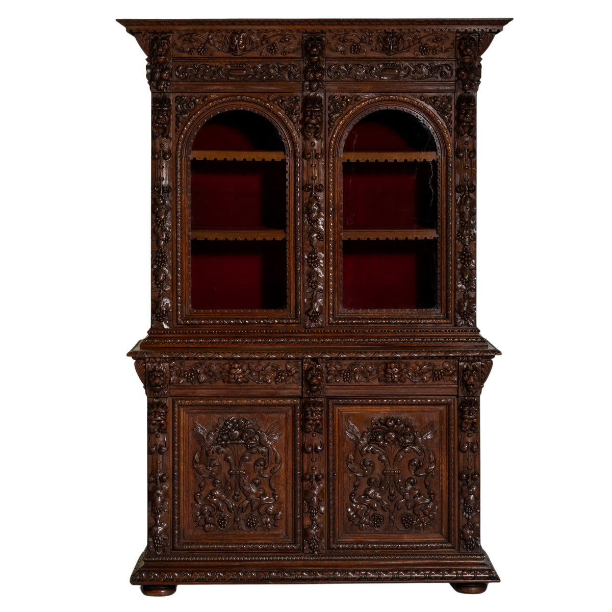Ornate Antique French Carved Wood Cabinet, Circa 1850