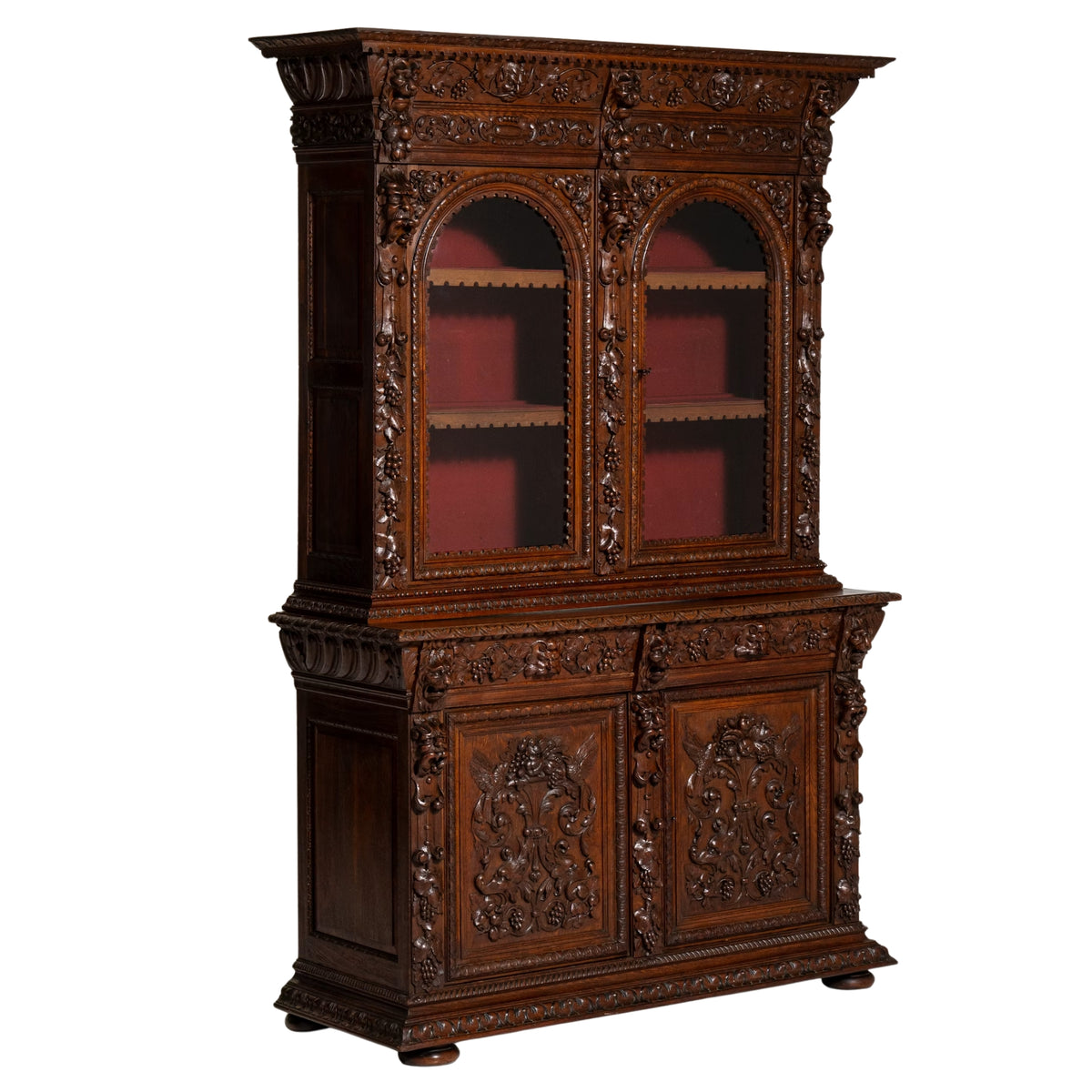 Ornate Antique French Carved Wood Cabinet, Circa 1850