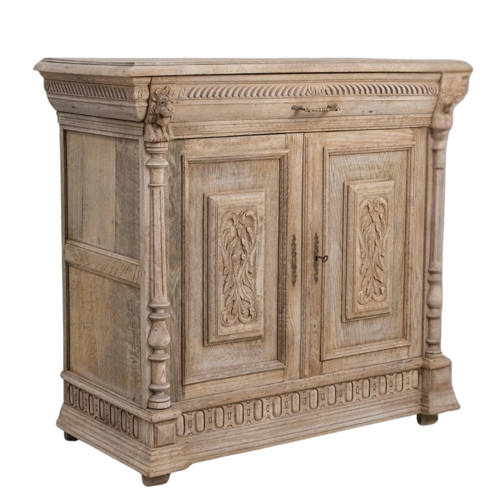 Ornate Carved Wood Side Cabinet, Circa 1900