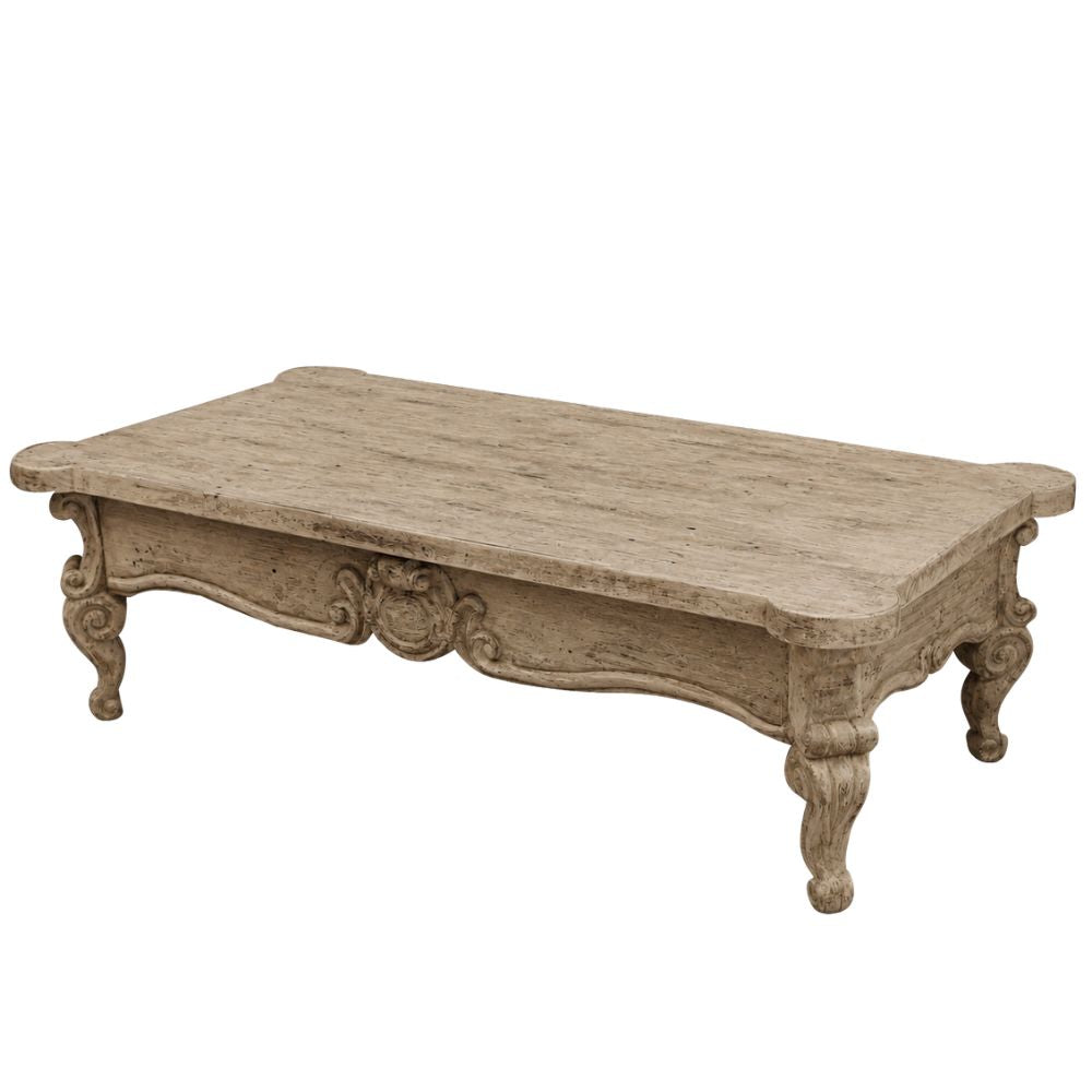 Ornately Carved Wood Toulouse Coffee Table