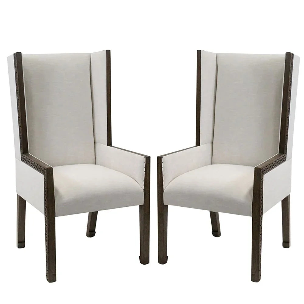 Ornately Carved Wood Wingback Armchair