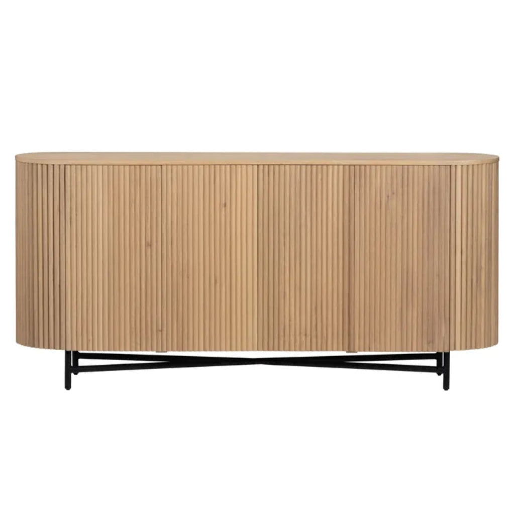 Oval Wooden Fluted Door Sideboard