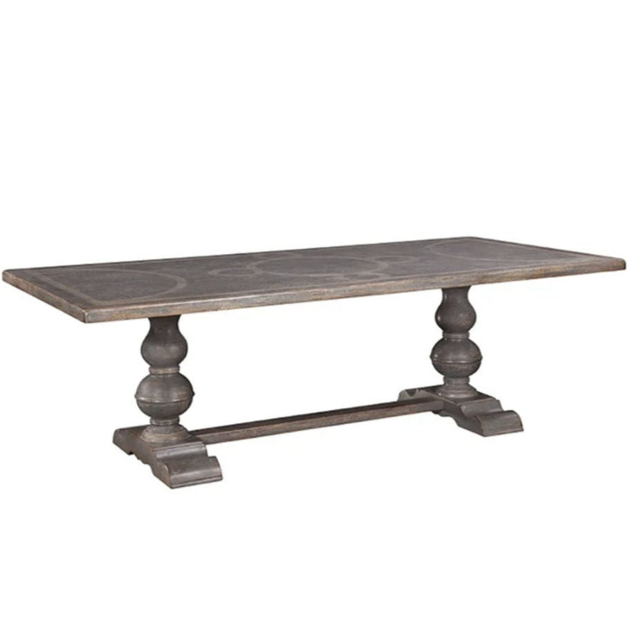 Scroll Motif Top Pedestal Dining Table