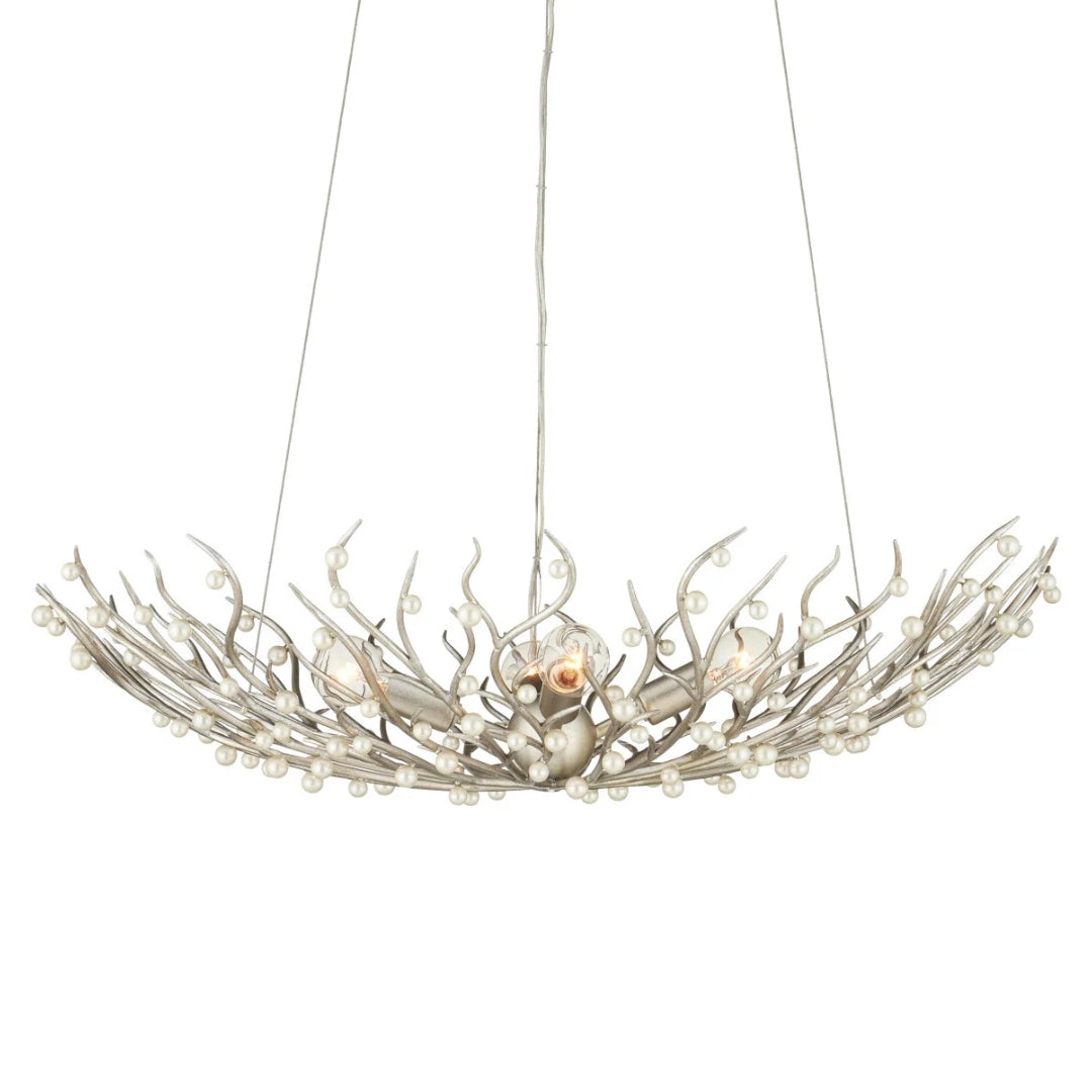 Pearl Bowl Silver Leaf Chandelier
