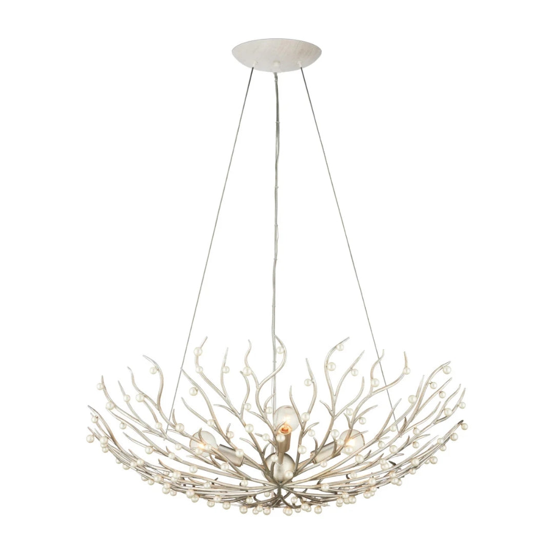 Pearl Bowl Silver Leaf Chandelier