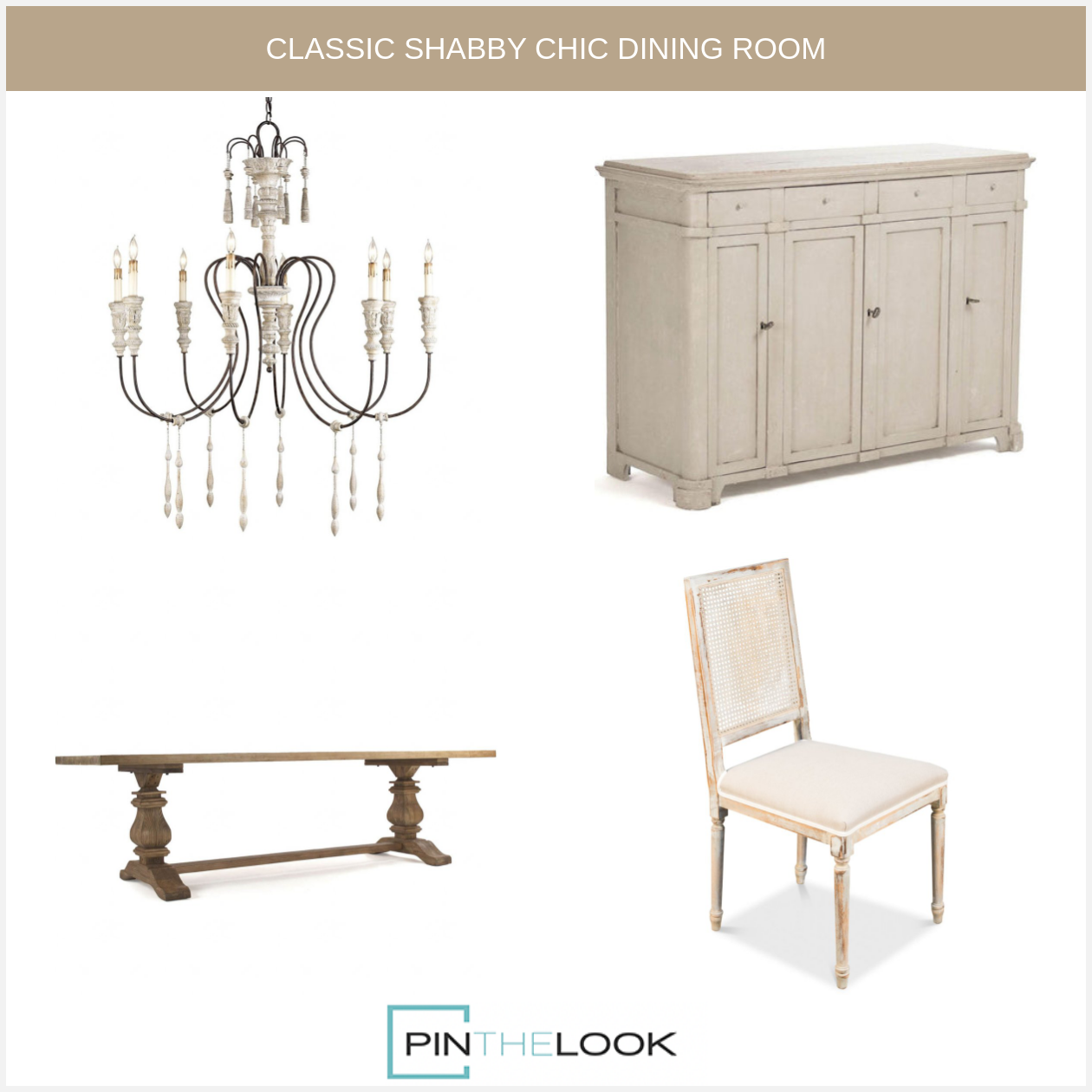 Distressed Cream and Gray Cane Dining Chairs - Set