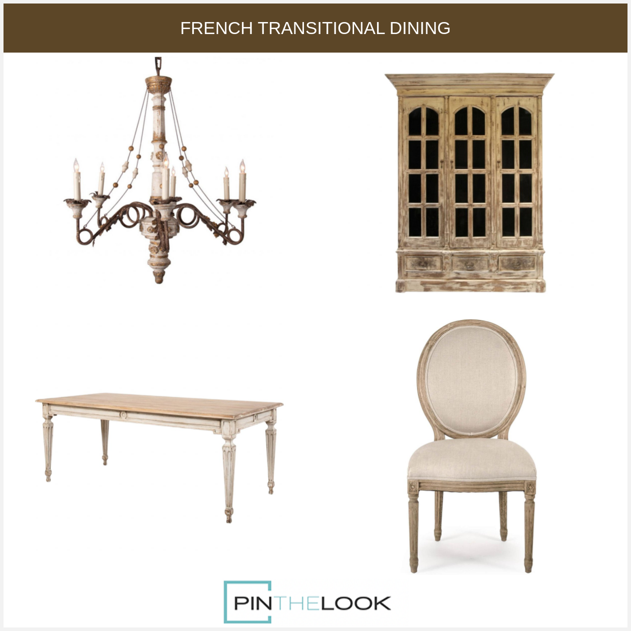 French Elise Wood Top Dining Table