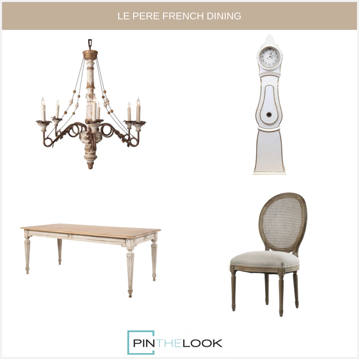 French Elise Wood Top Dining Table