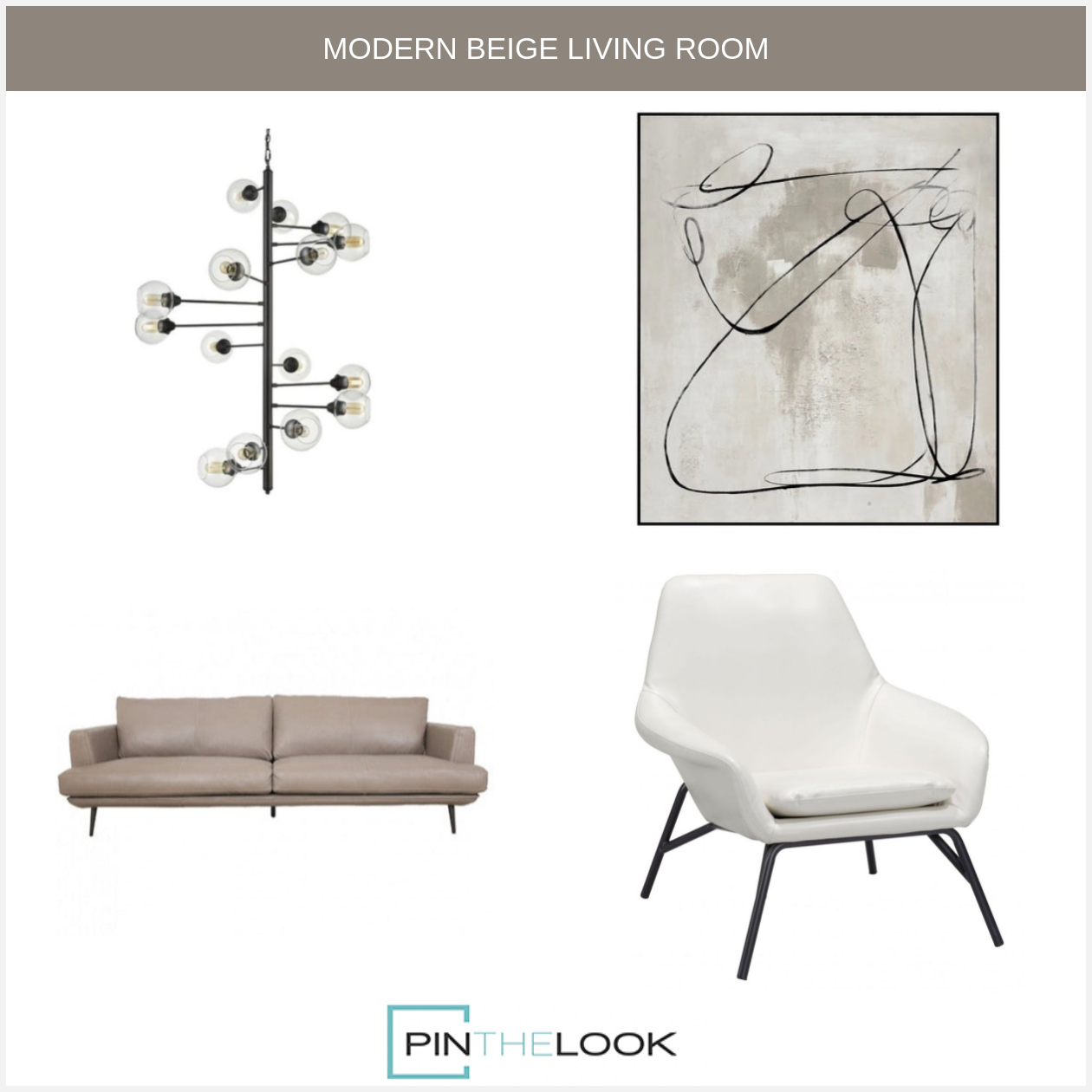 Moderna Beige Grain Leather Sofa