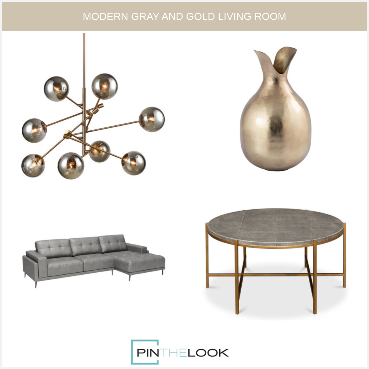 Stingray Shagreen Top Brass Coffee Table