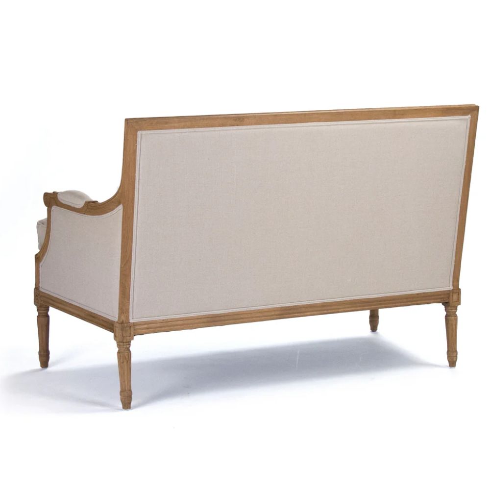 Plush Linen Louis Settee