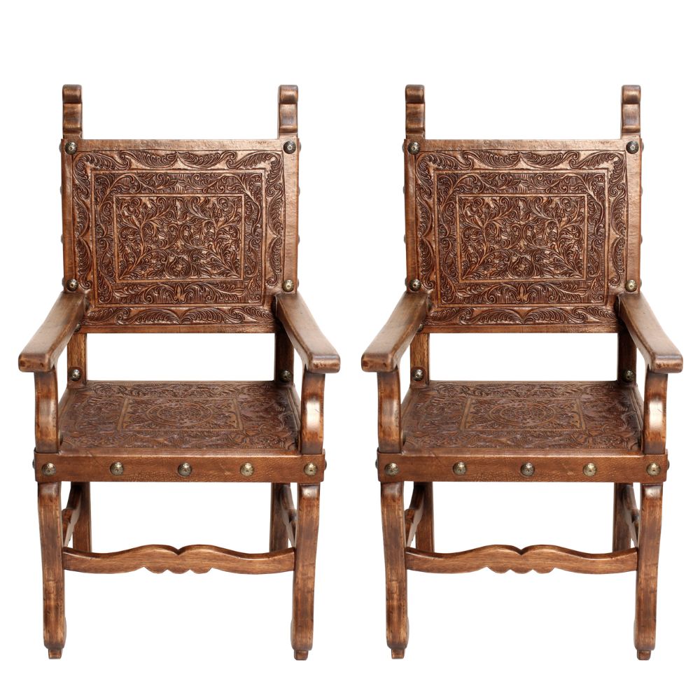 Prado Tooled Leather Dining Armchair