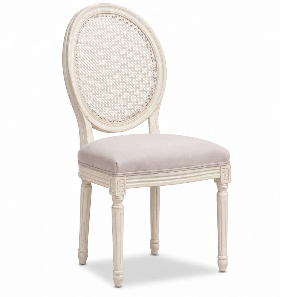 Provence White Cane Back Louis Dining Chair