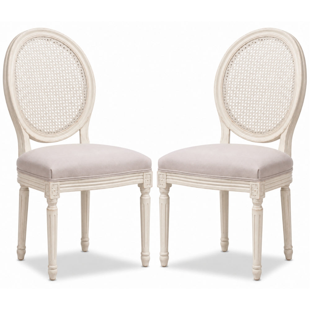 Provence White Cane Back Louis Dining Chair