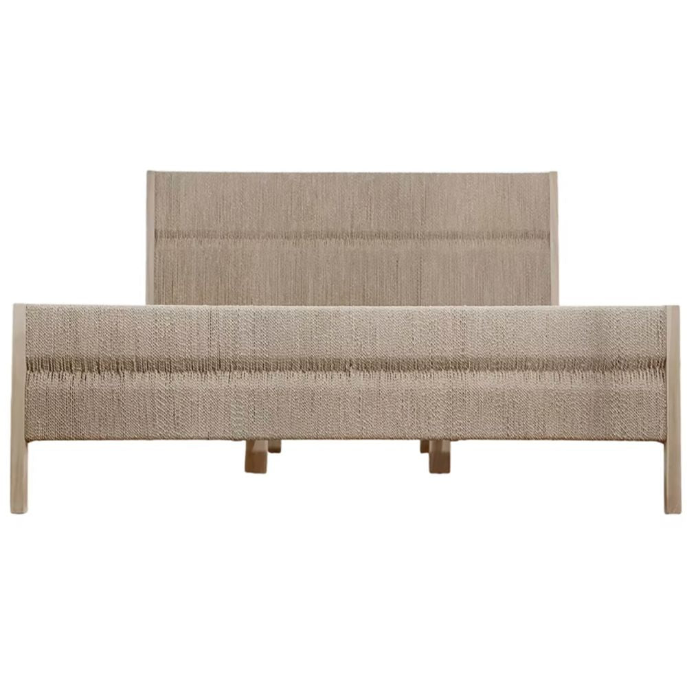 Raffia Woven Coastal Bed Frame