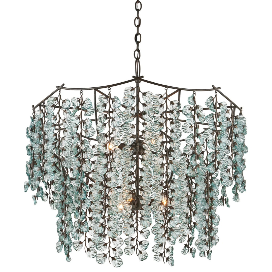 Recycled Glass Leaf Branch Chandelier