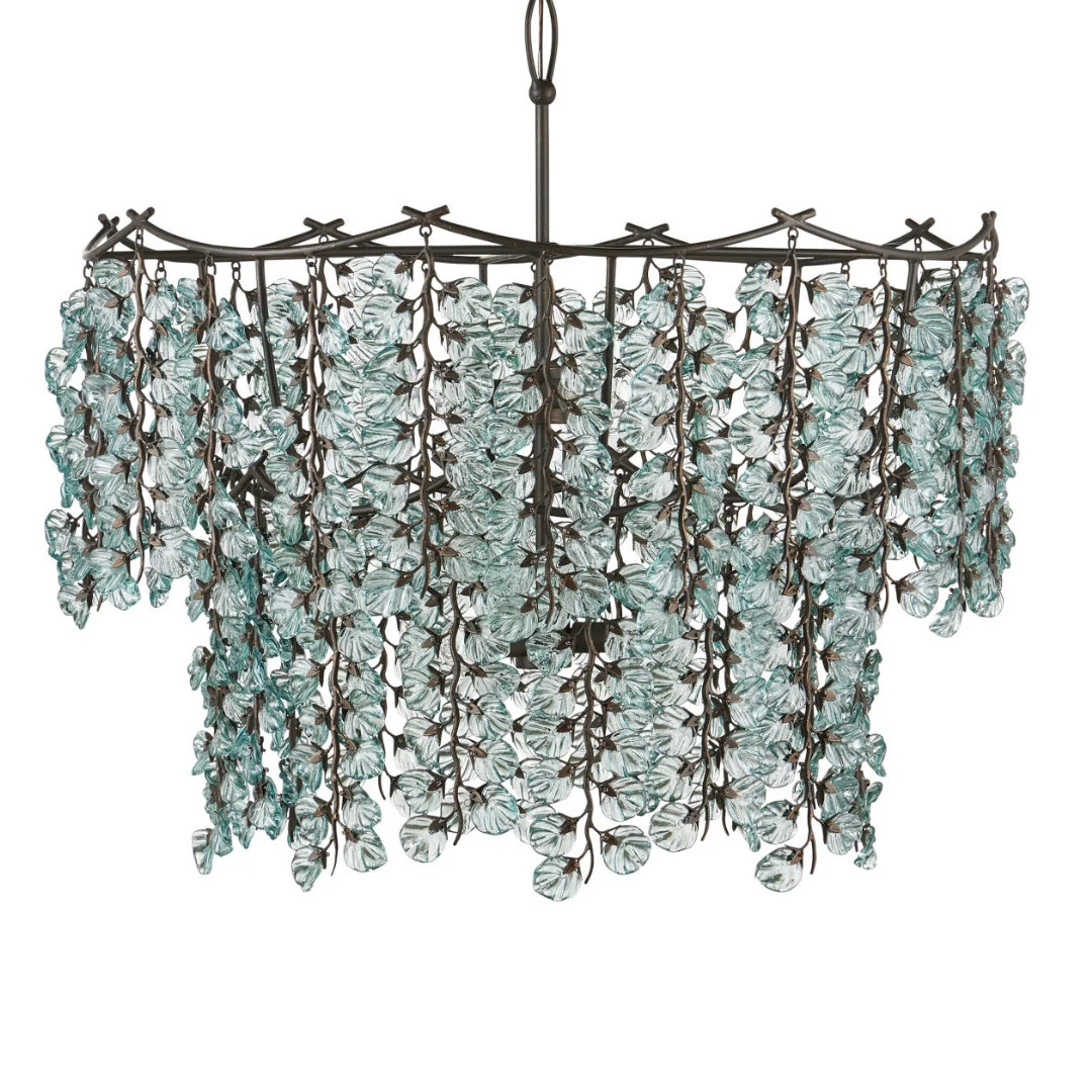 Recycled Glass Leaf Branch Chandelier