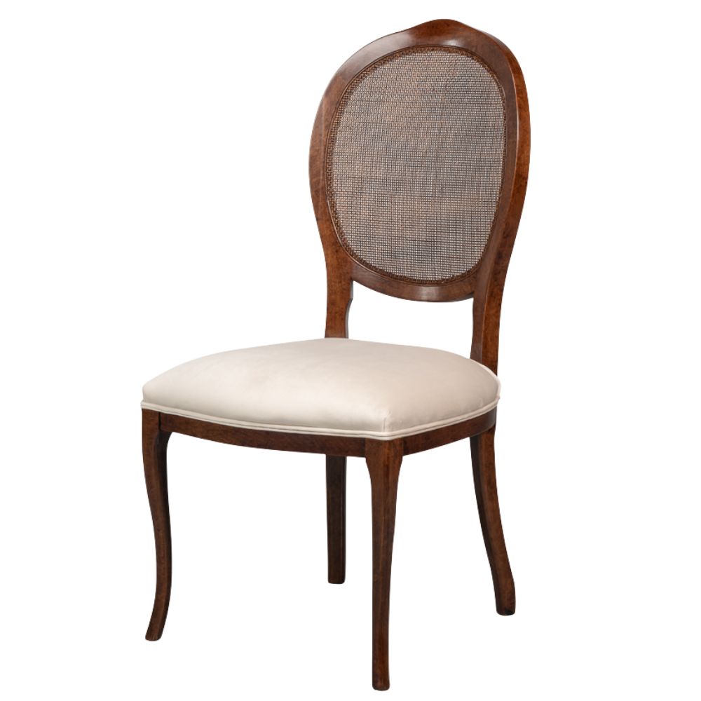 Regal Cane Back Walnut Stained Chairs - Pair
