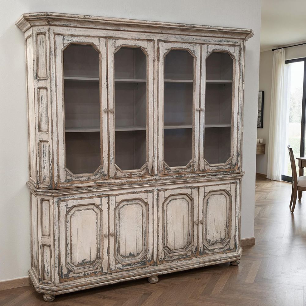 Regal French Farmhouse Glass Front Cabinet
