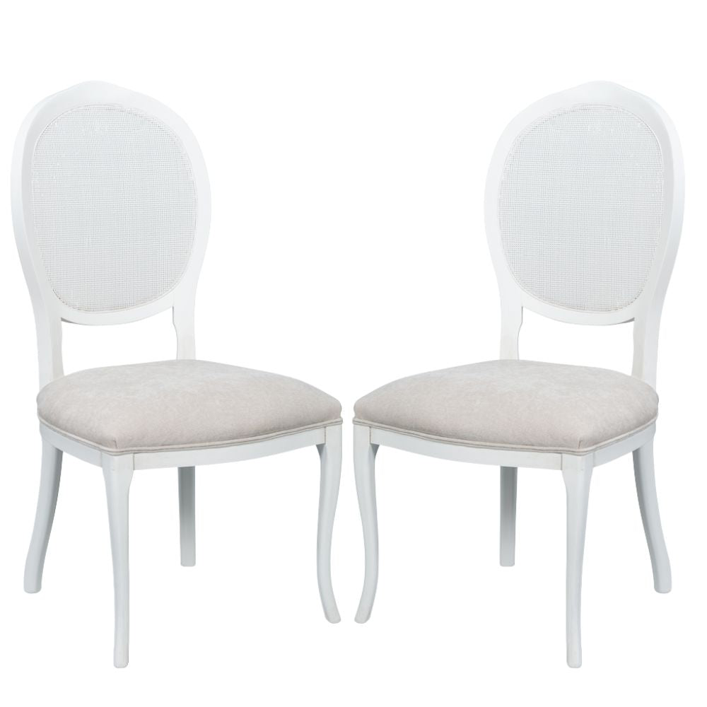 Regal White Oval Cane Back Side Chairs - Set