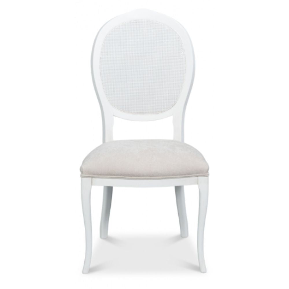 Regal White Oval Cane Back Side Chairs - Set