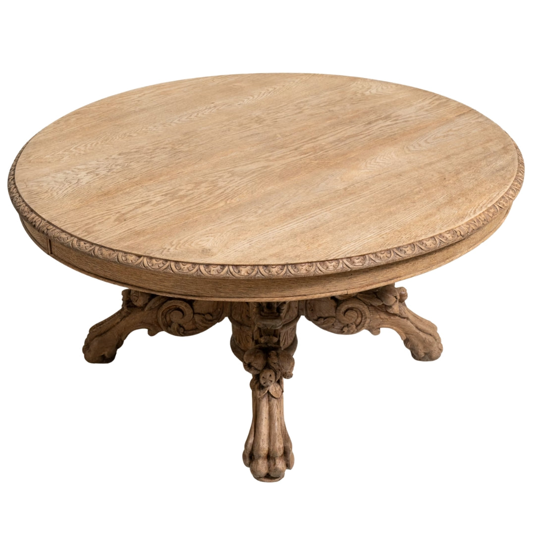 French Regency Carved Oval Pedestal Dining Table, Circa 1870