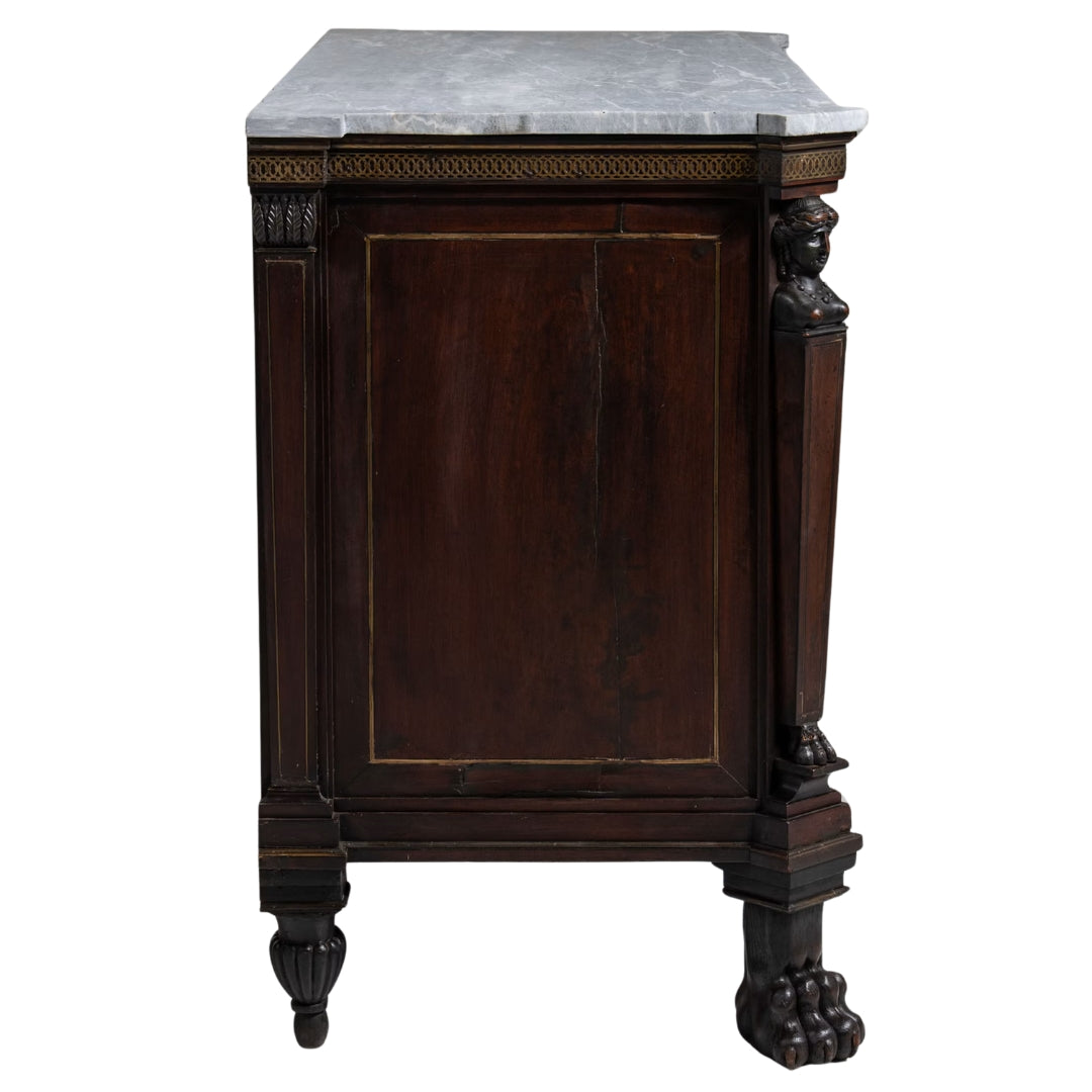 Renaissance Revival Marble Top Three Drawer Chest, Circa 1820