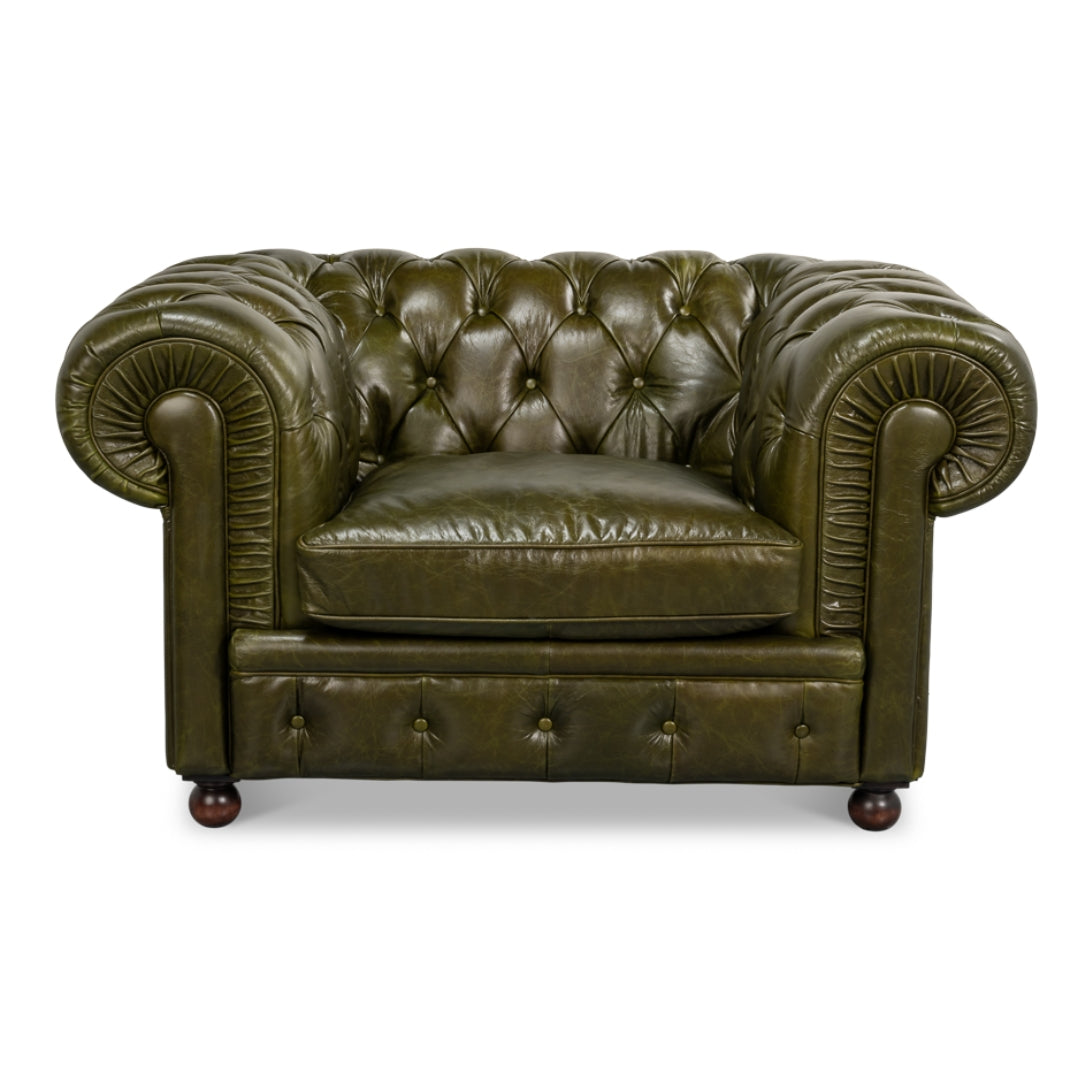 Tufted Green Chesterfield Accent Chair