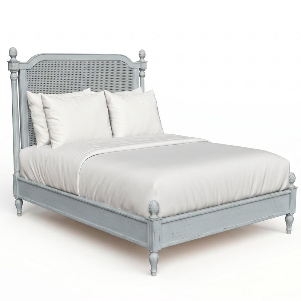 Romantic French Blue Cane Back Bed