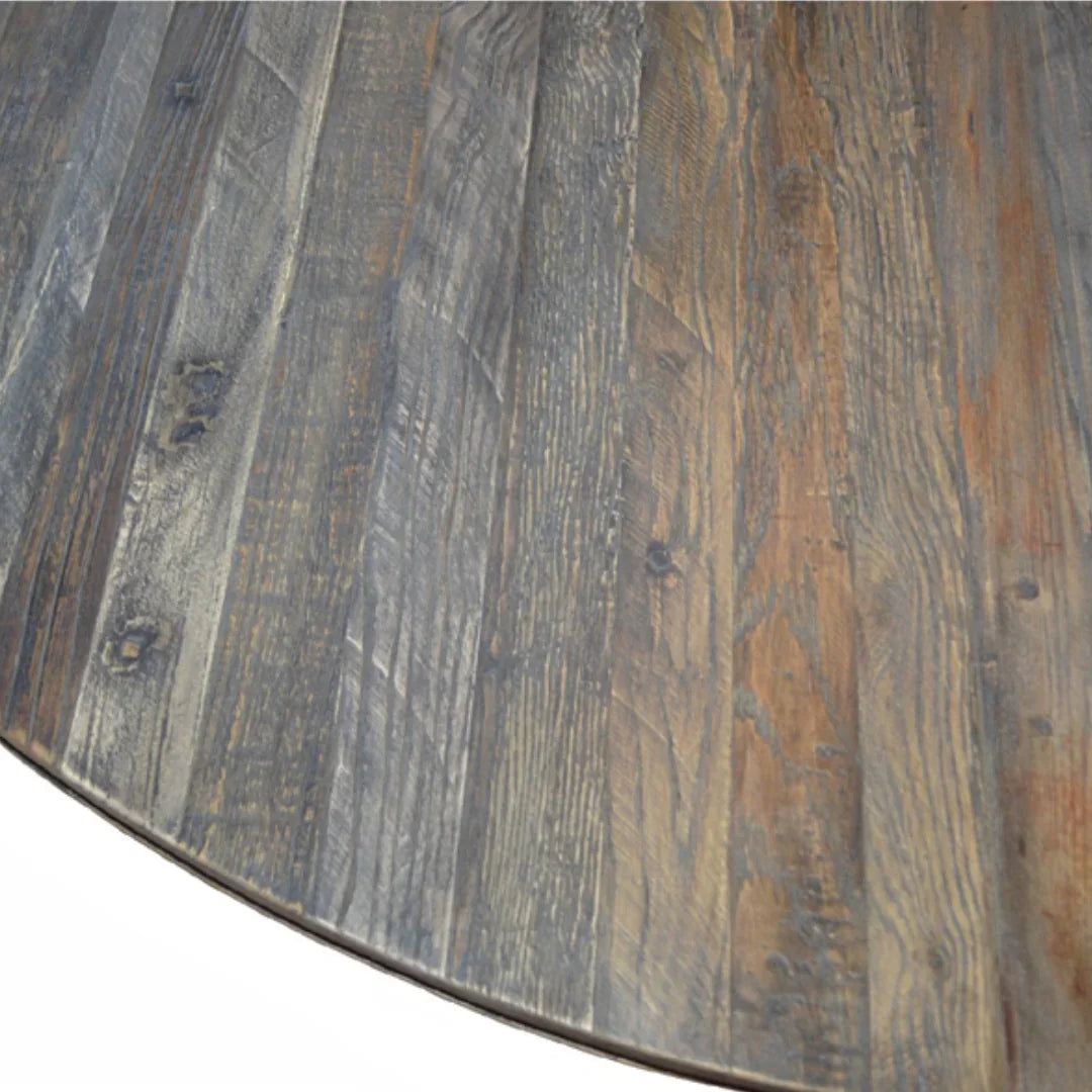 Round French Elm Wood Dining Table