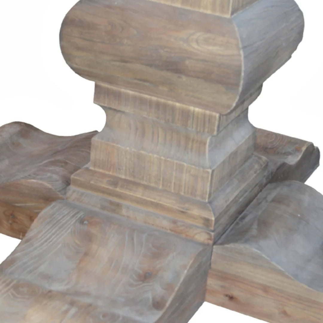 Round French Elm Wood Dining Table