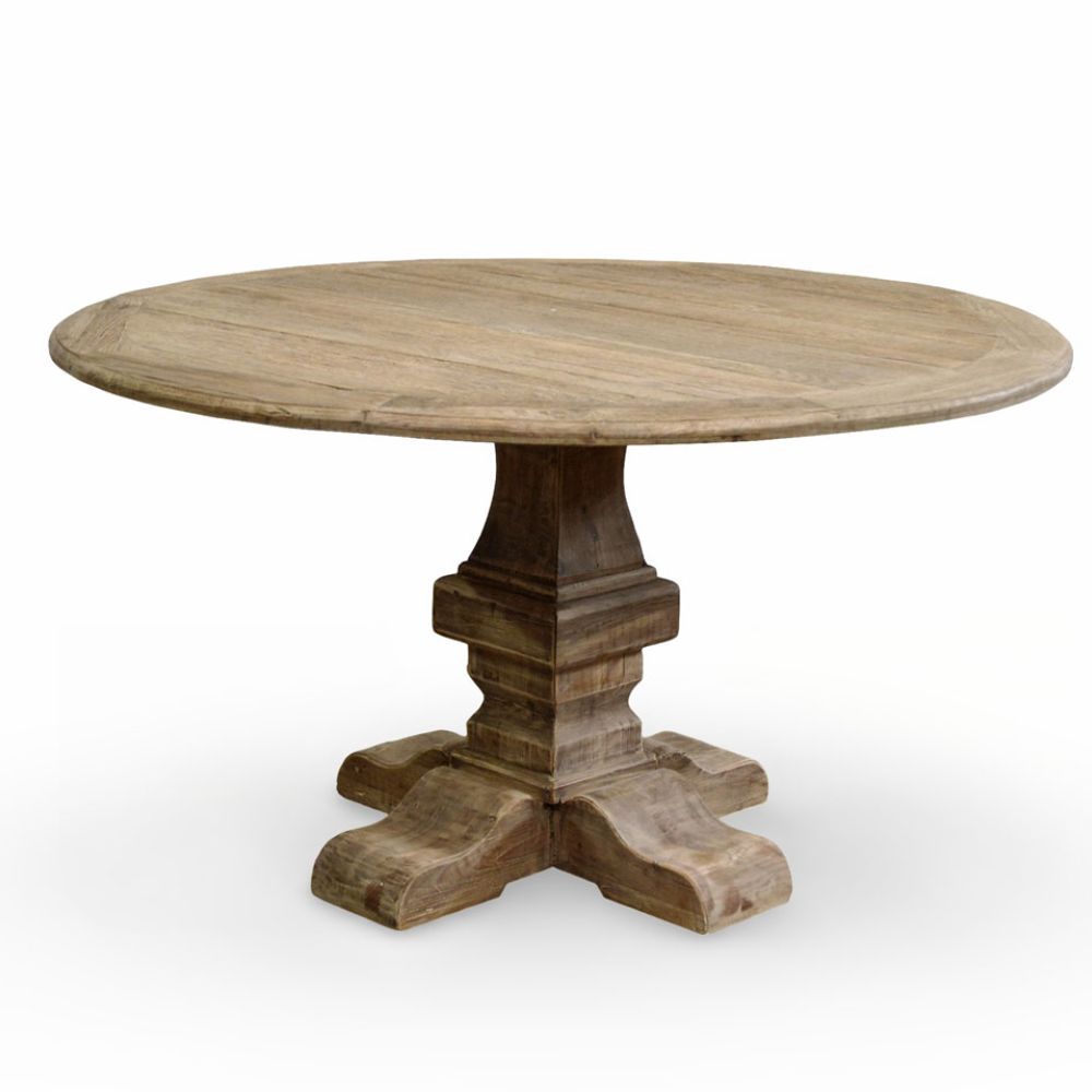 Round Plank Top Elm Dining Table